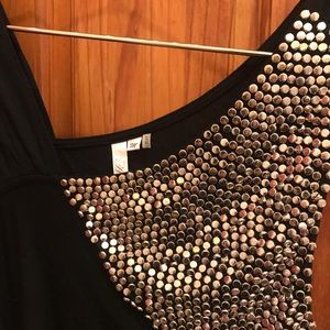 Silver studded black jersey top and mini dress